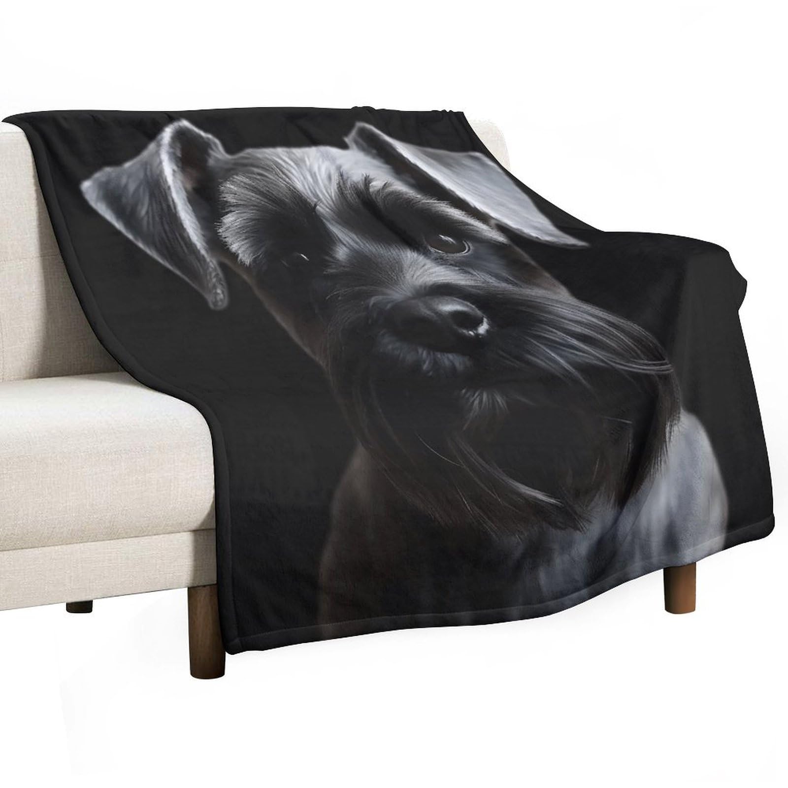 Throw Blanket Flannel,Black Schnauzer Dog Printed Anti-Pilling Fuzzy Fluffy Cozy Soft Blanket Vertical Version for Bedroom Couch Livingroom (50"x60")