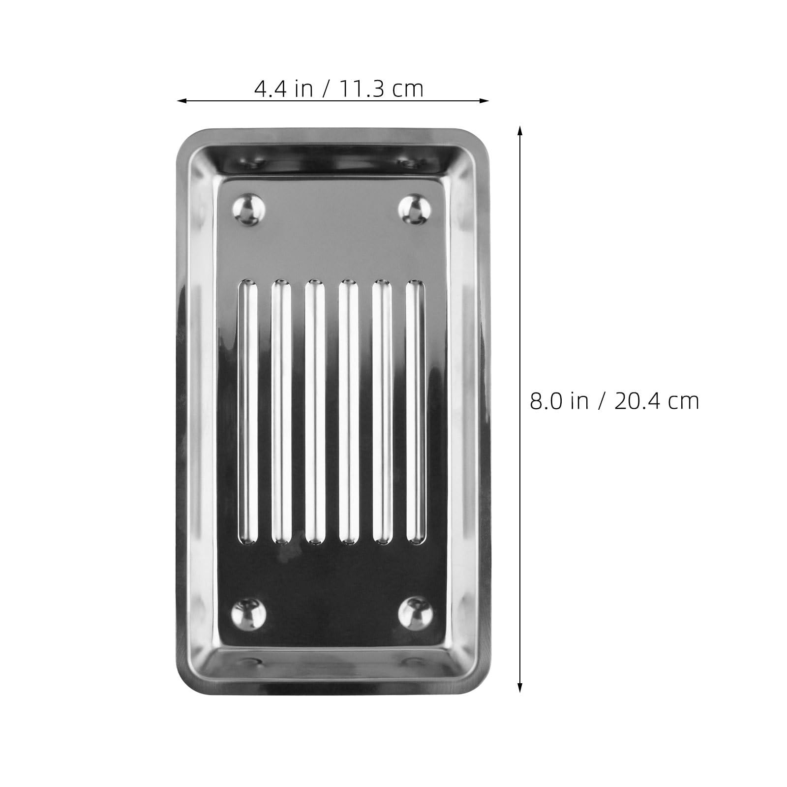 2 vassoi disinfettanti in acciaio inossidabile per strumenti per nail art - Contenitore per onicotecnici - Organizzatore per strumenti per manicure per saloni e spa, dimensioni 8''X4.5''