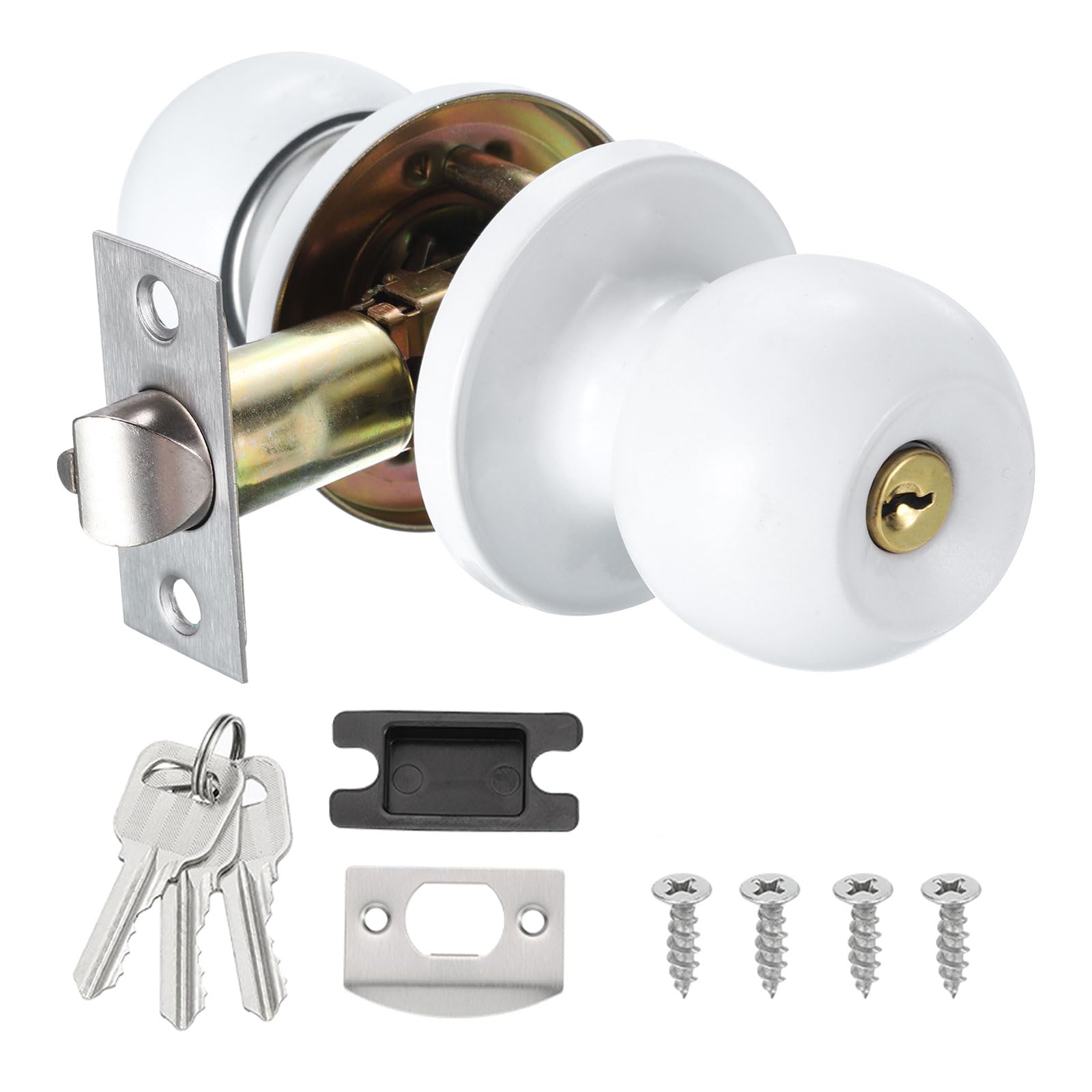 Modern White Door Knob - Privacy Lock -1