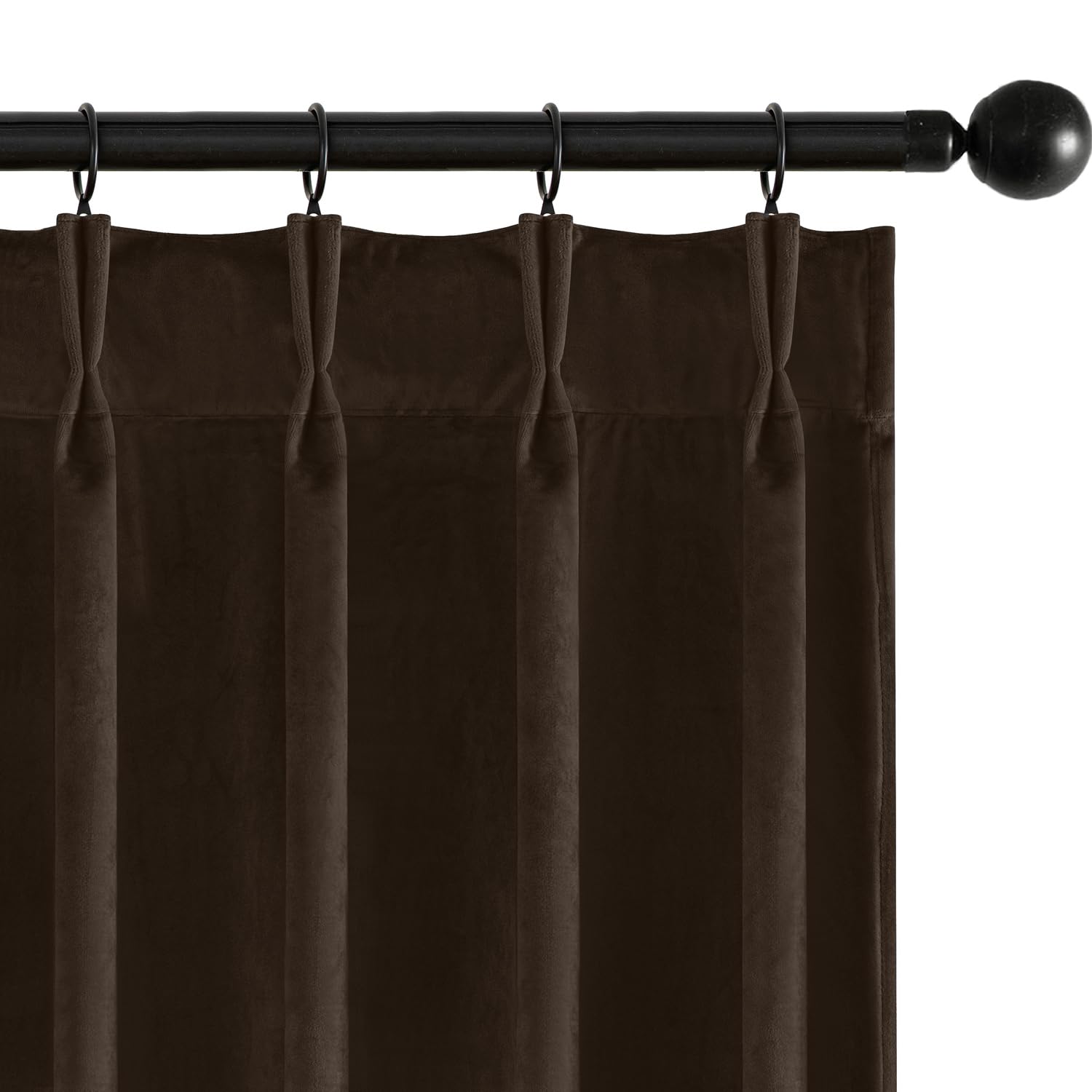 MIULEE Velvet Pinch Pleated Blackout Chocolate Brown Curtains 40x108 Inches