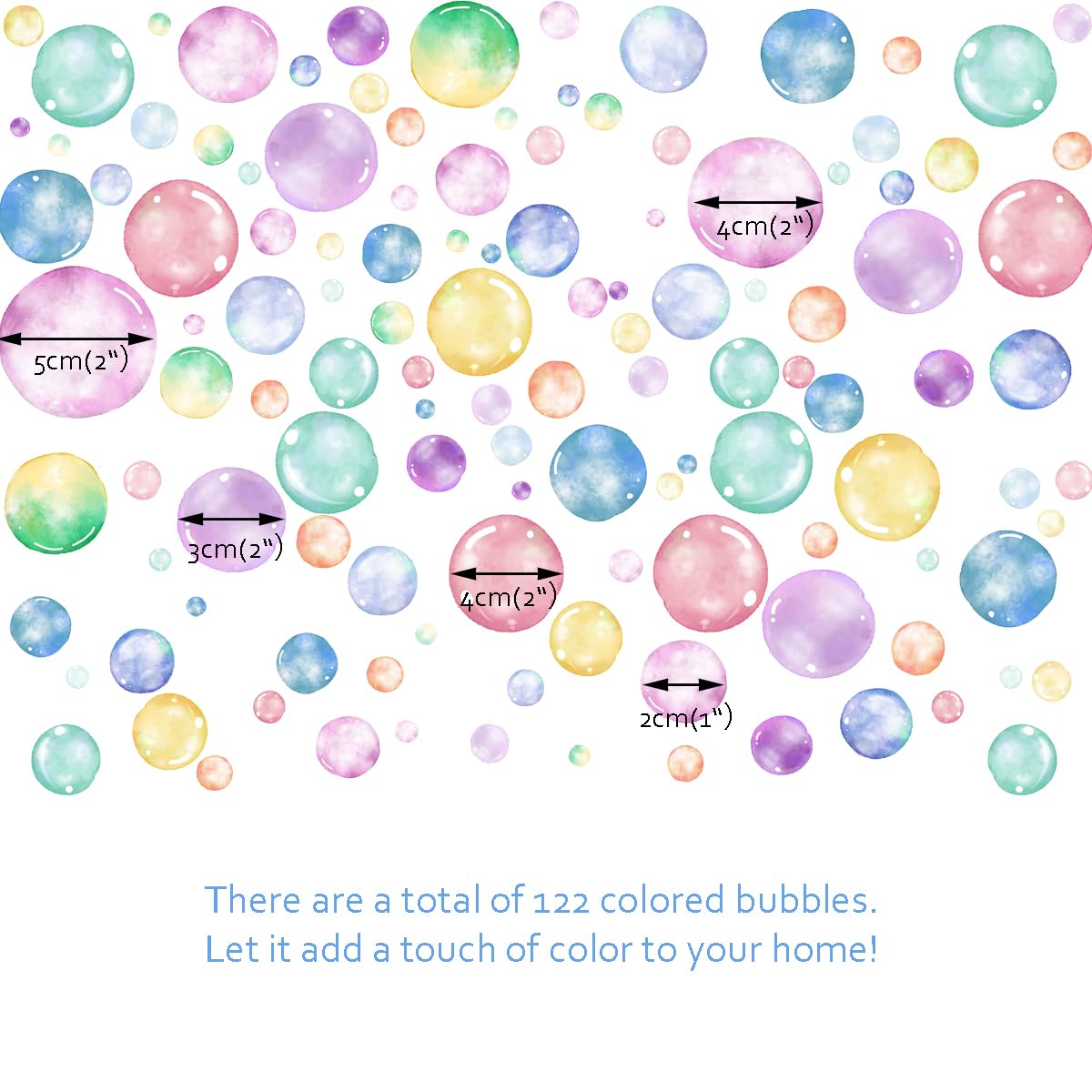 Stickers Muraux Bulles De Savon Colorées - Décoration Autocollante Salle De Bain Chambre Enfants