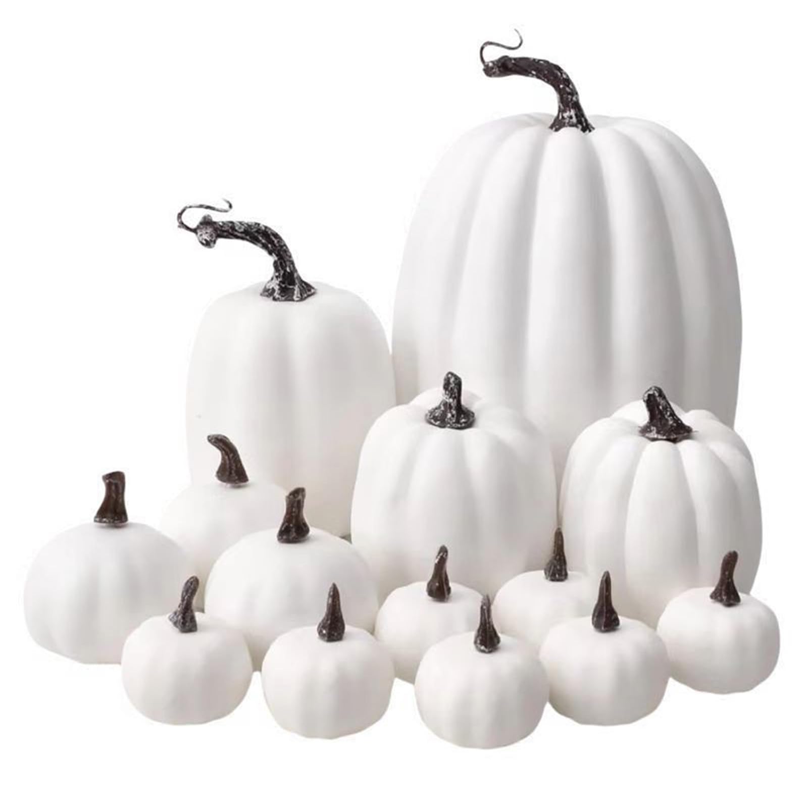 YWLUUOO Halloween Artificial Pumpkins Set of 14Pieces Sturdy User Friendly Materials for Tabletop Porch Decors User Friendly Halloween Pumpkin Decors