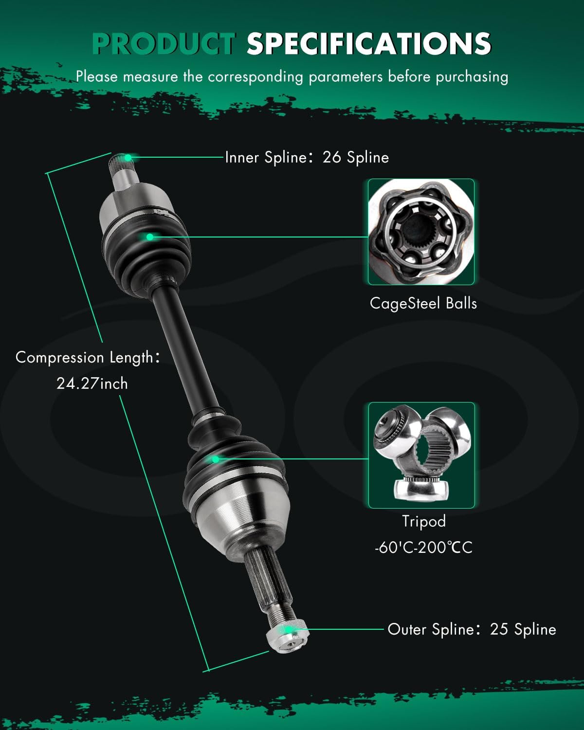 SCITOO Front Left CV AXLE NCV11129 66-2143 for Ford Focus2.0L 2.5L 2.3L