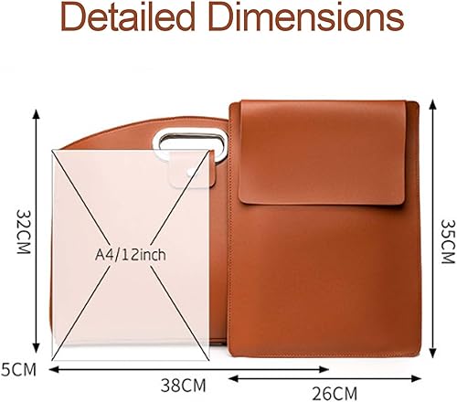 Miniatura 6 de Juego de 2 piezas Sofisticado juego de portátil y bolso de cuero impermeable para negocios, 14-16 pulgadas, bolso de trabajo de oficina de negocios