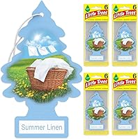 Vista 2 de Little Trees - Ambientador de árbol colgante que proporciona un aroma de larga duración para tu hogar o tu auto. Aroma Summer Linen, 24