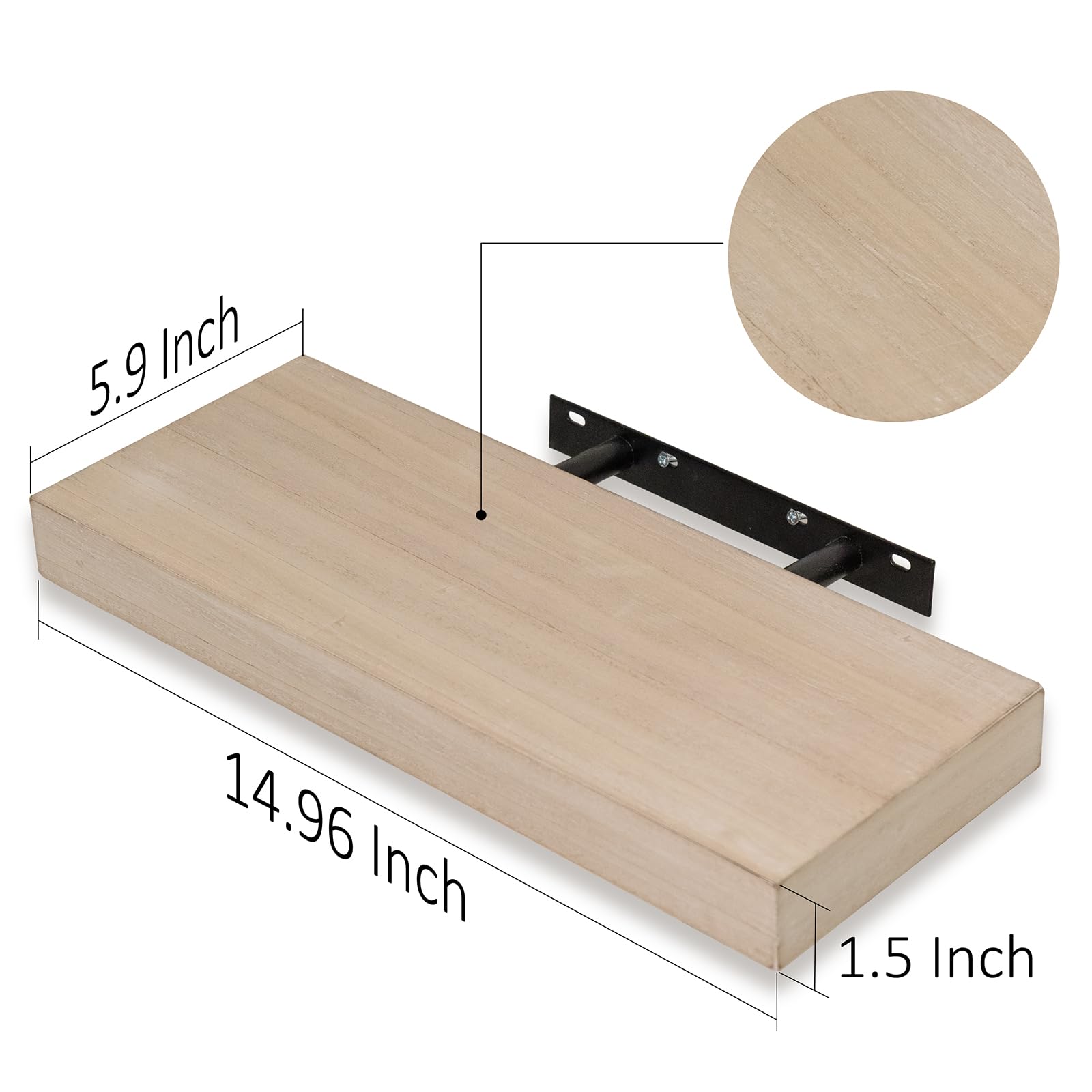 AHDECOR - Set di 3 mensole a scomparsa da parete, ampie, per camera da letto, ufficio, cucina, soggiorno, 15 cm di profondità