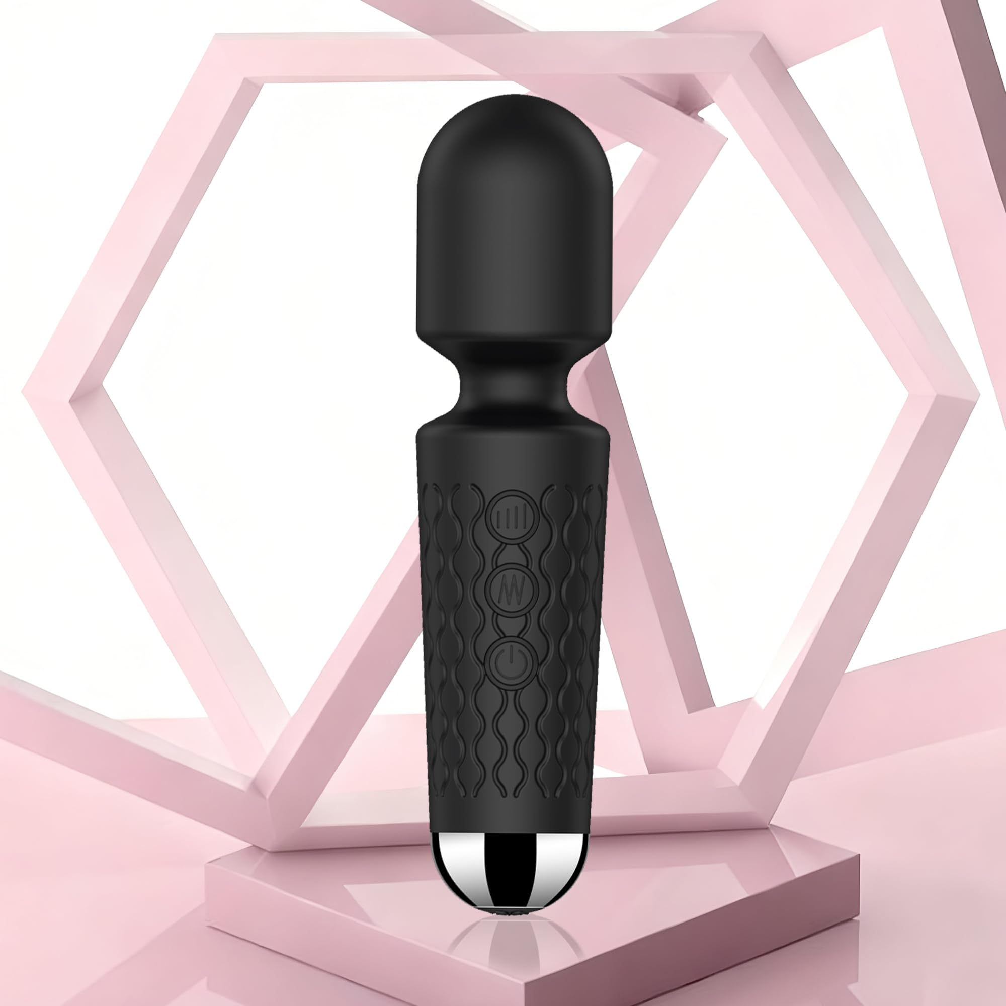 Handheld Cordless Mini Massager, Powerful Quiet with Waterproof, 20 Modes &amp; 8 Speeds Vibration Wand for Back Neck Shoulders, Muscle Soreness Relief &amp; Recovery (Black)