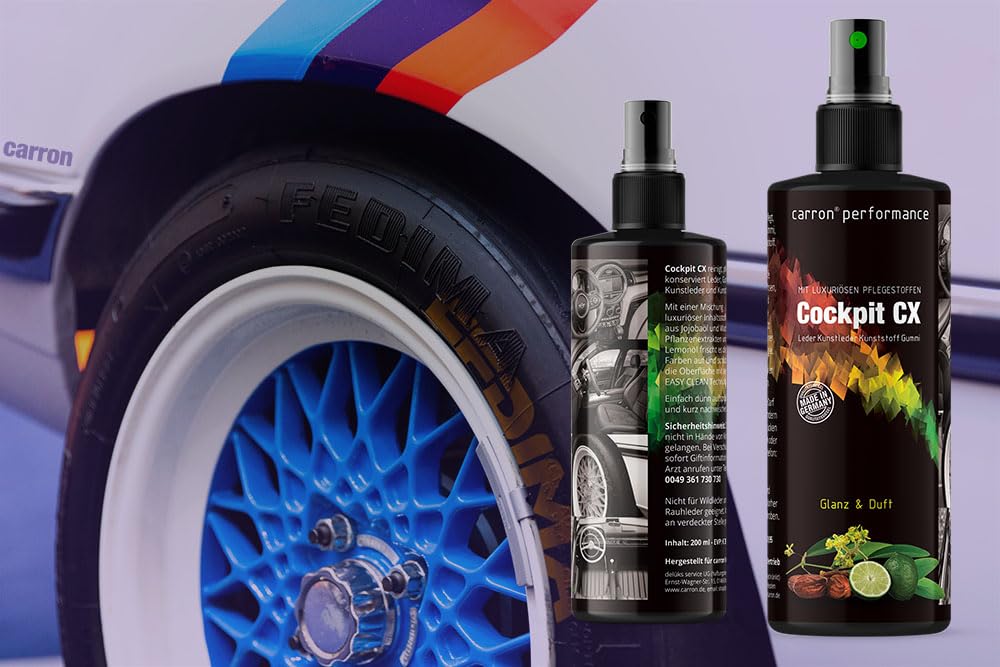 carron Cockpit CX Spray do czyszczenia i pielęgnacji skóry, sztucznej skóry, tworzyw sztucznych i gumy z olejem jojoba, olejem cytrynowym i woskiem carnauba (oryginalny)