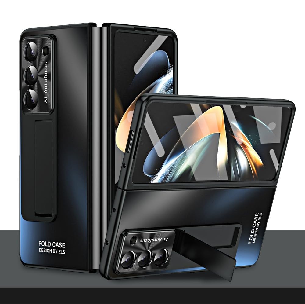 para Samsung Galaxy Z Fold 5 Bisagra chapada en Caja con lápiz Protector de Pantalla Completa Cubierta Mate con Soporte, sin bolígrafo Negro, para Samsung Galaxy Z Fold 5