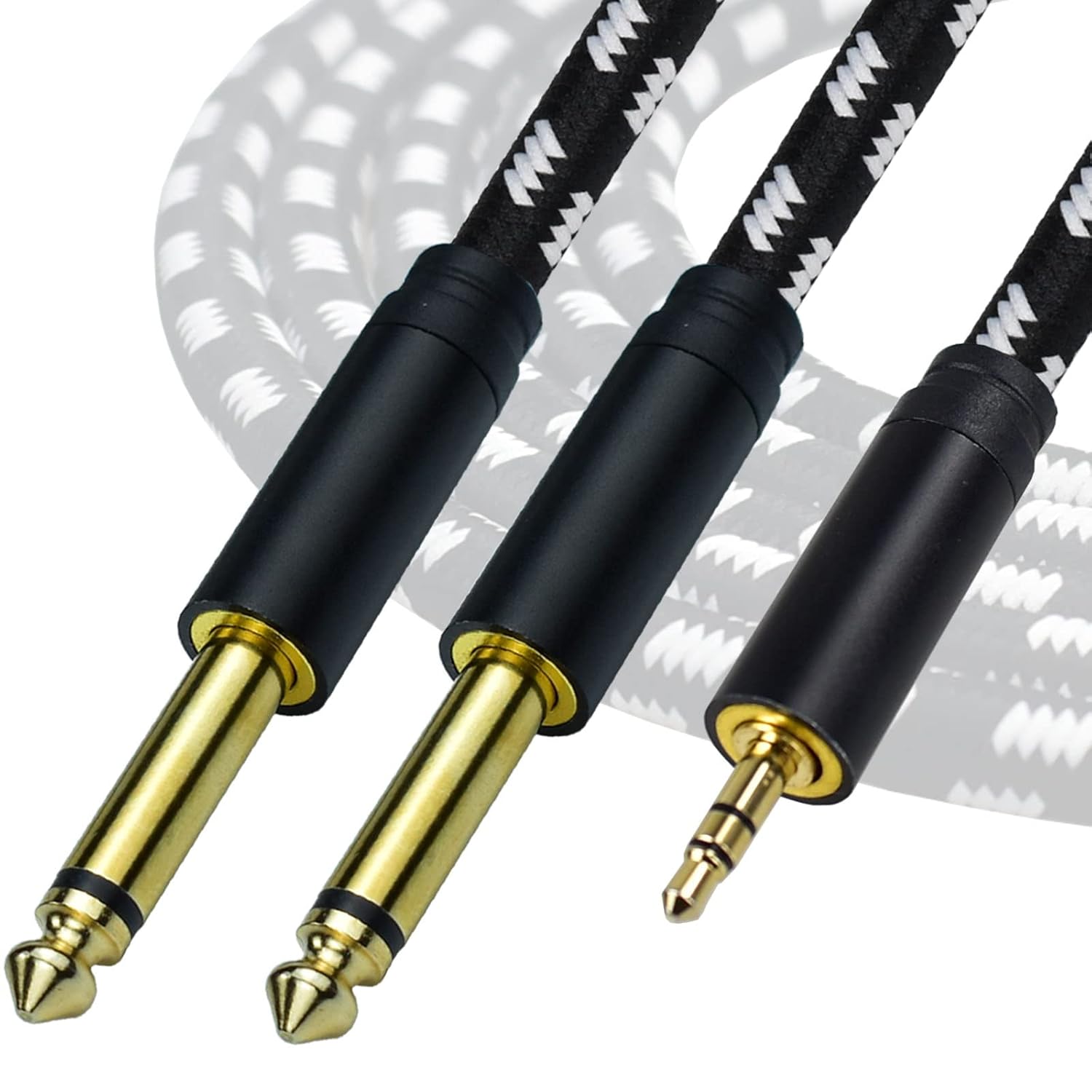 Mugteeve 1 8 To Dual 1 4 Stereo Cable 3 5mm Mini TRS To Dual Quarter