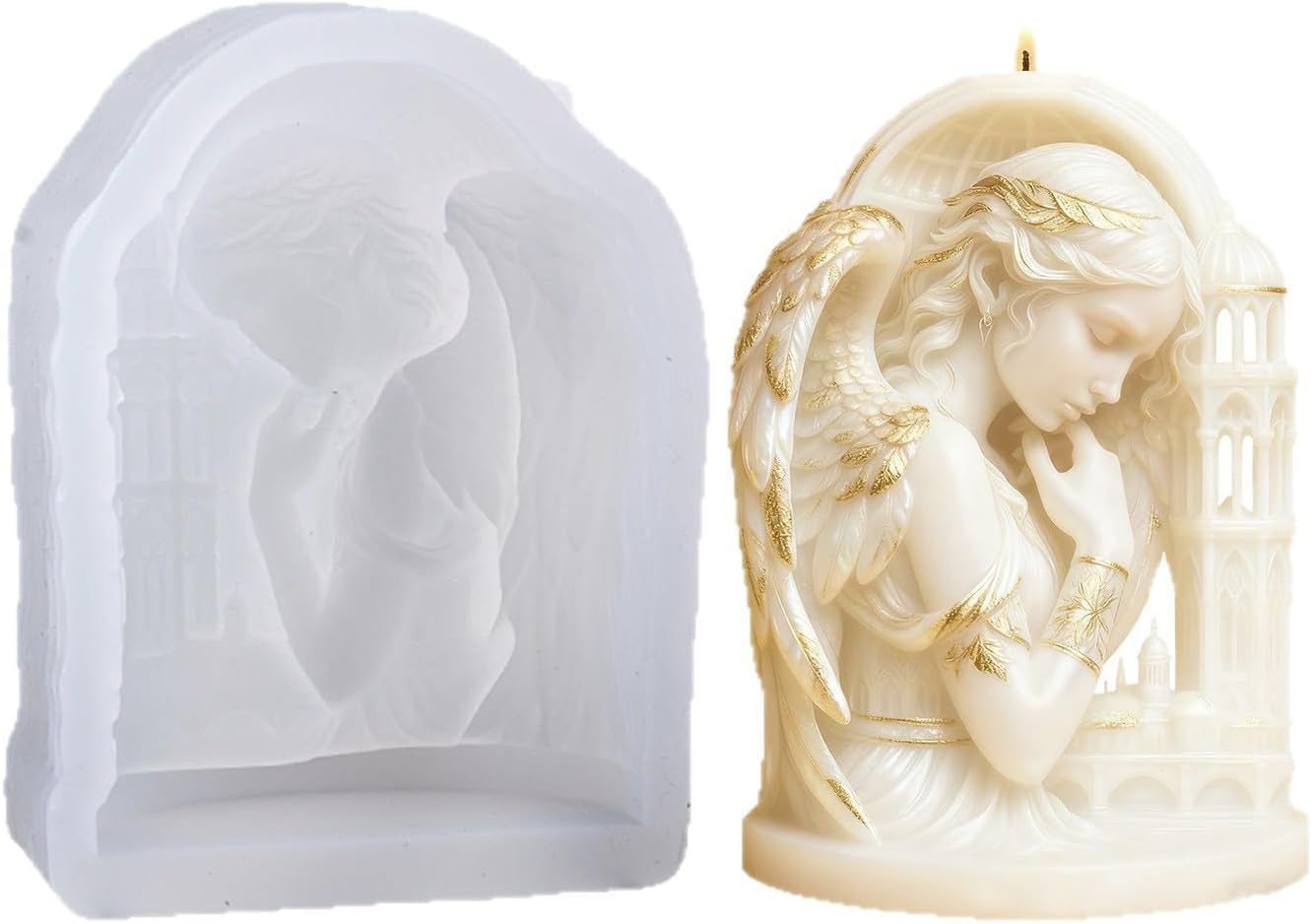 Fairy Tower Shape Mold for Candle Making 3D Silicone Molds for Resin Casting DIY Plaster Polymer Clay Home Decoration Wax Melts Valentine's Day Candle Party Gifts Soap Making Craft Supplies-image-16