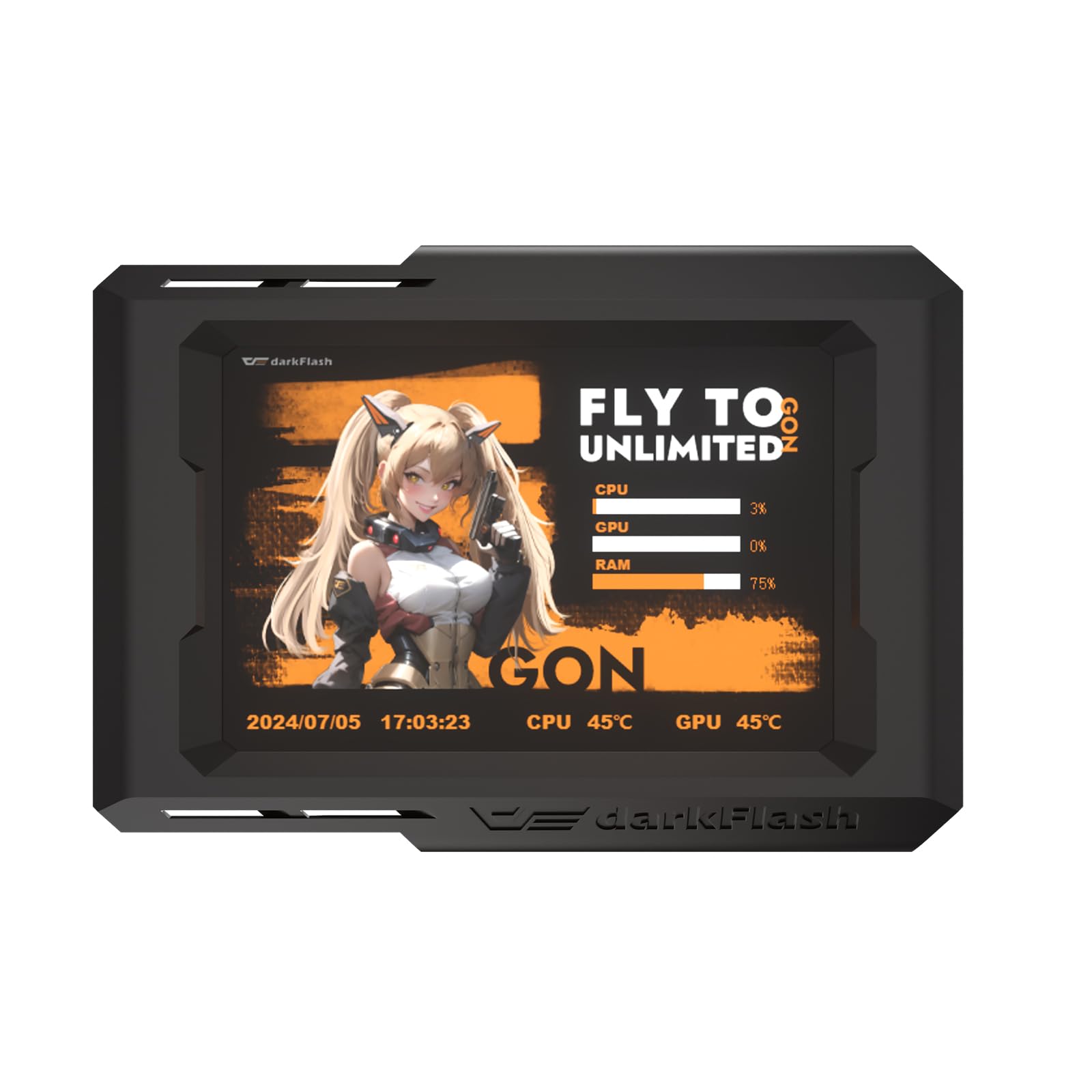 darkFlash 3.5in AIO Display Screen Upgrade Kit LCD Screen, CPU Temp Monitor for CPU Liquid Cooler, Type-C Interface, Computer Accessories PC Parts, Auto Start, Easy Operation(D-Vision) (Black)