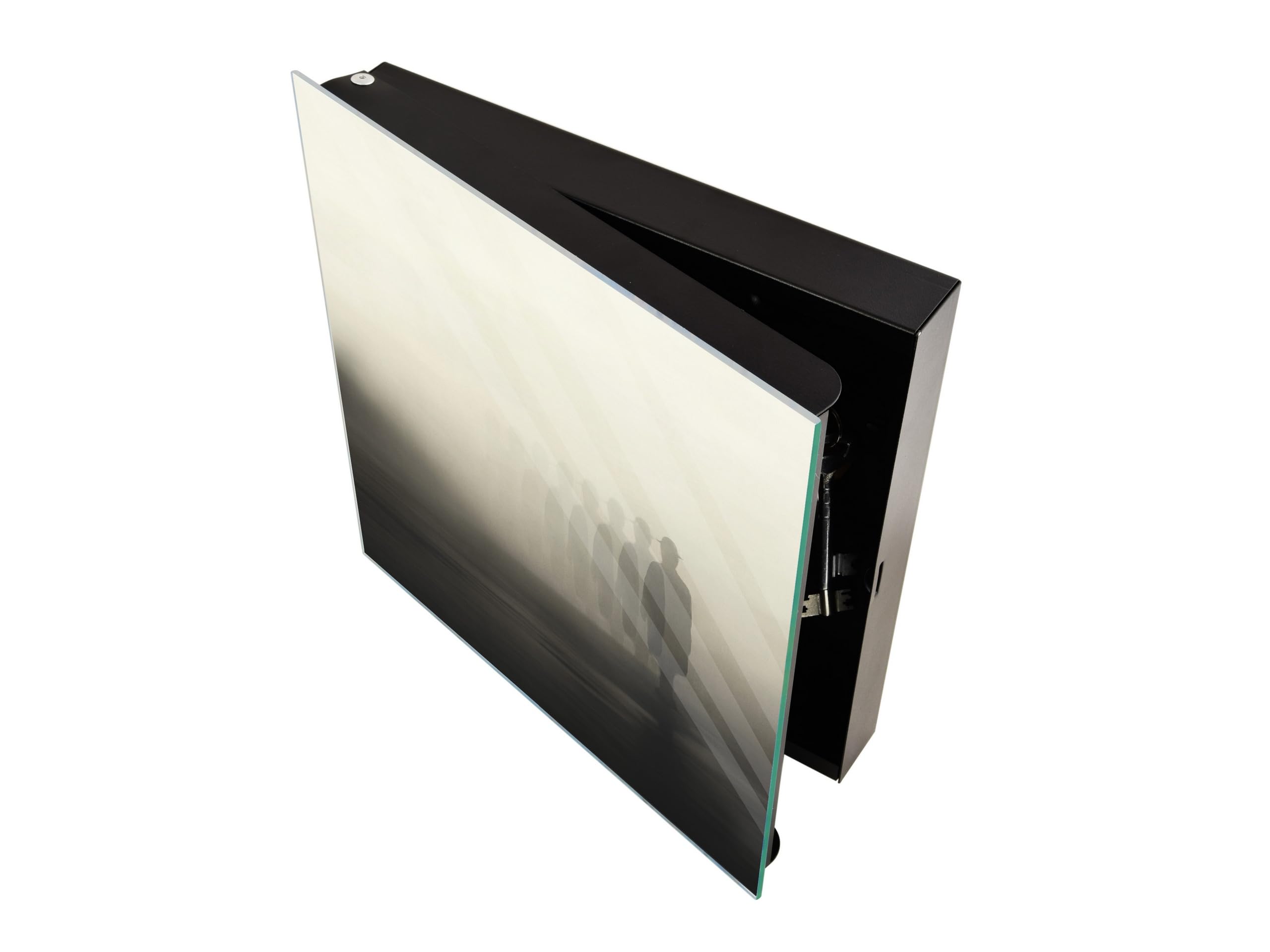 Organisateur de Clés avec Tableau Blanc en Verre Magnétique – Rangement Mural pour Entrée et Bureau – Armoire à Clés avec Tableau Blanc en Verre – KN23 Série de Concepts Abstraits 2