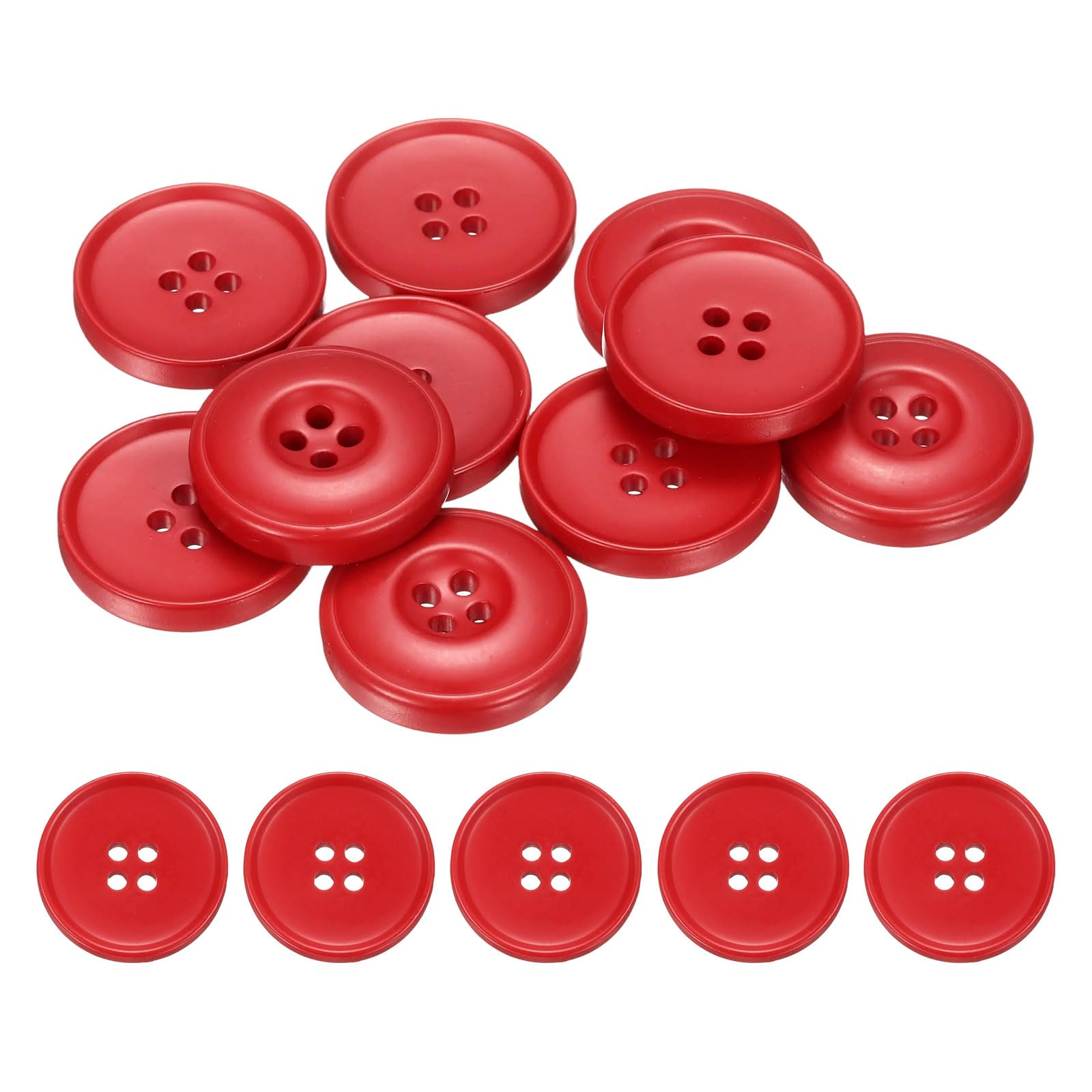 sourcing map 10pcs Sewing Button 25mm (0.98") 4 Holes Resin Round Crafting Replacement Buttons for Clothing DIY Crafts Decoration, Deep Red