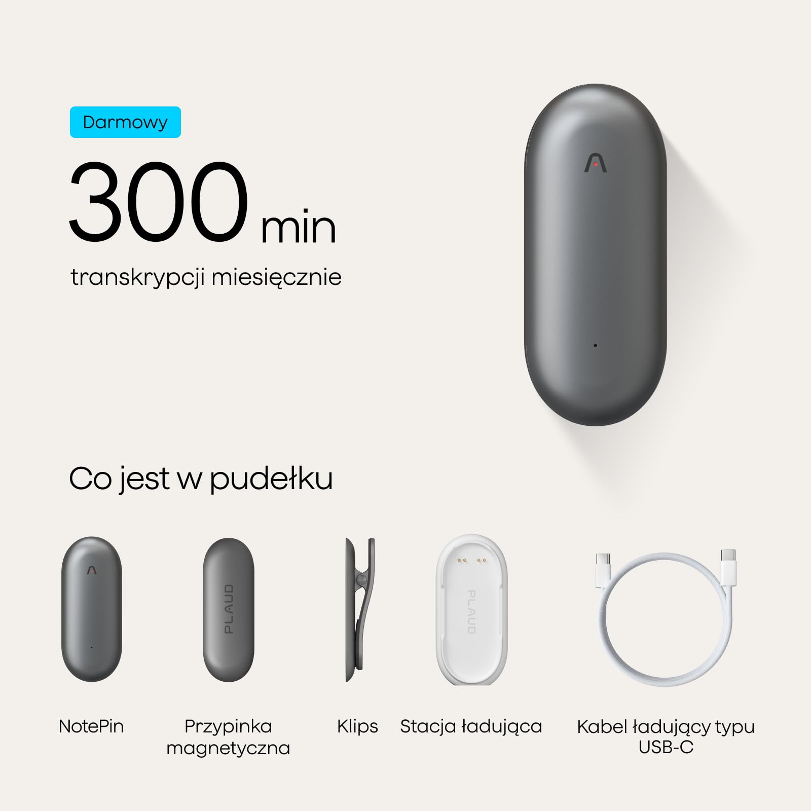 Plaud Note Dyktafon AI z etui, sterowanie i podsumowanie za pomocą technologii AI, obsługa 112 języków, 64 GB pamięci, dyktafon na wykłady, spotkania, rozmowy telefoniczne, Zespoły