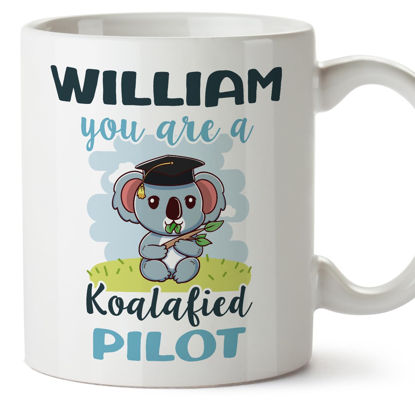 MUGFFINS Personalised Mug for Pilot man - in English - Custom Koalafied - Funny Custom Gift for Colleagues - Ceramic 11oz Mug โ image 1