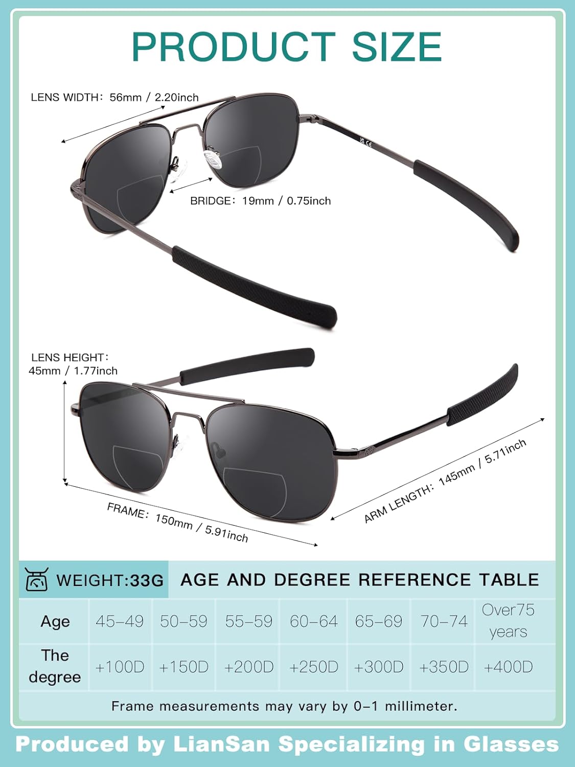 LianSan 2 Packs Premium Aviator Bifocal Reading Sunglasses for Men Women - Retro Sun Readers UV Protection Outdoor Cheaters(Gold&Gunmetal,2.00x) - Image 4