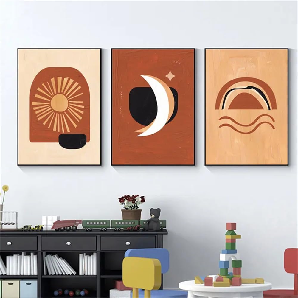 WUHBCZ Art Pictures-Abstract Art Posters Sun, Moon, and Star Wall Painting Salon Canvas Pictures Art for Living Office Bedroom Room Home Decoration-50 * 70cm/3PCS (No Frame)