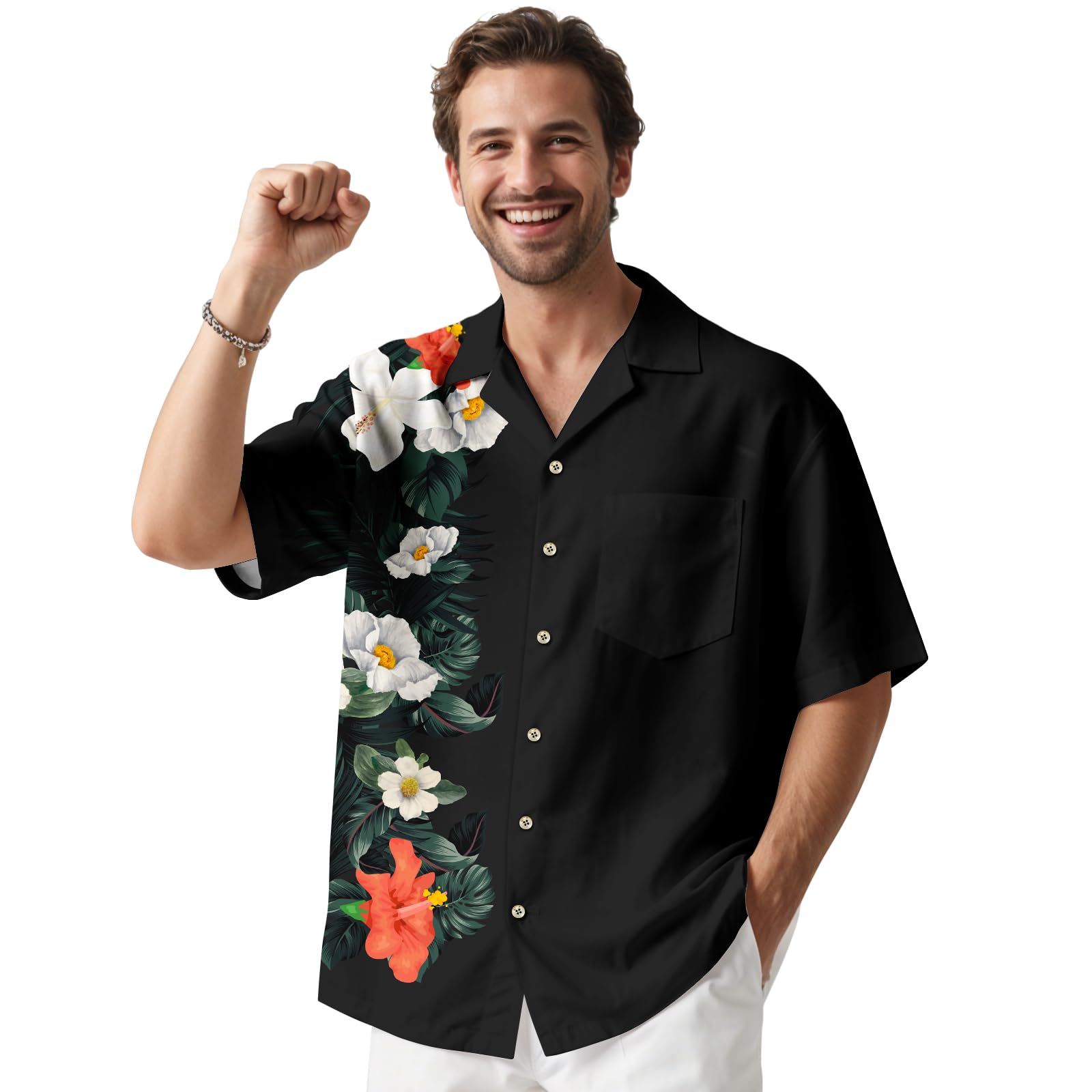 Hawaiian Shirt for Mens Beach Shirts Short Sleeve Button Shirts for Men Tropical Big Tall Funny Floral Aloha Shirt