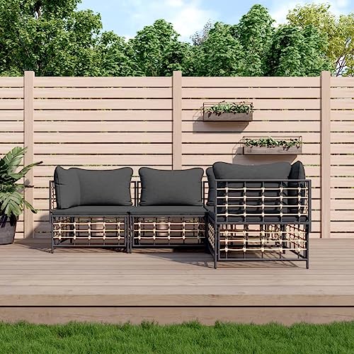 Xichuzi Set Muebles de jardín 4 pzas y Cojines ratán PE Gris Antracita, Muebles Jardin Exterior, Conjunto Jardin Exterior, Set De Jardin Exterior, Muebles Terrazas 3186747