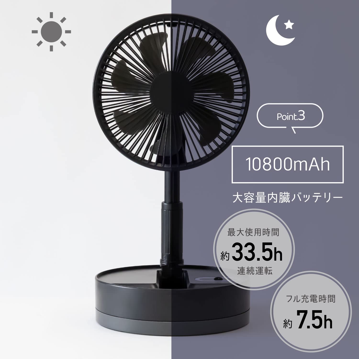 Amazon | [MRG] 扇風機 DCモーター 折りたたみ サーキュレーター 充電 