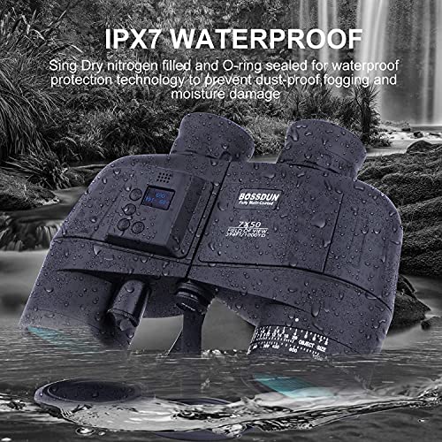 7x50 Marine Fernglas für Erwachsene, wasserdichtes Fernglas mit Höhen- und Luftdruckkompass auf LCD-Bildschirm… – Bild 5