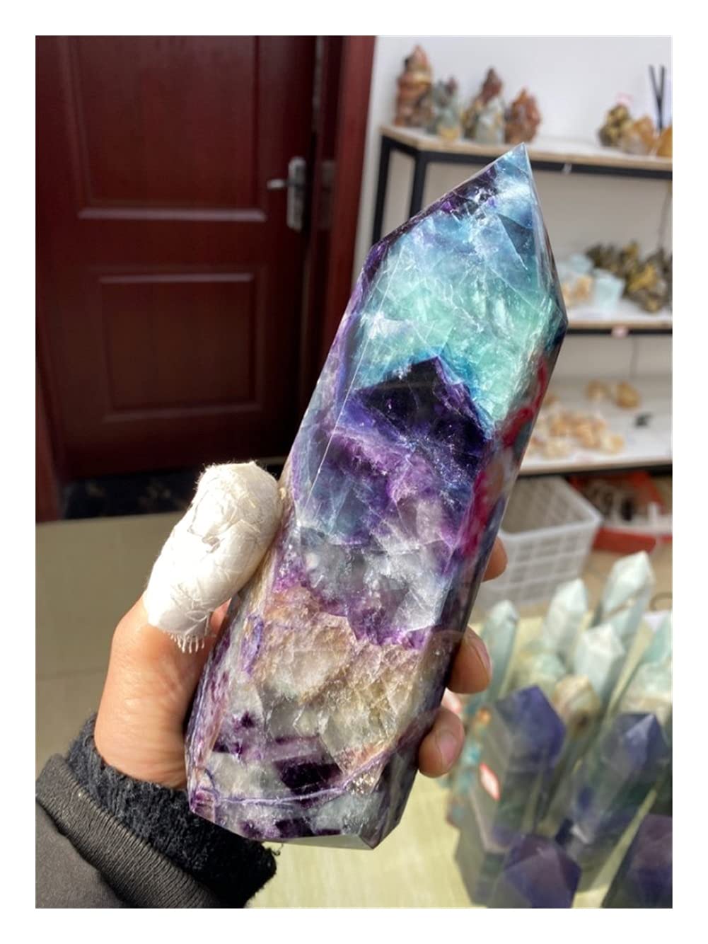 Zdrowie i gospodarstwo domowe naturalny kolor fluoryt kryształowa wieża naturalna kryształowa różdżka (rozmiar: 1300-1500 g)