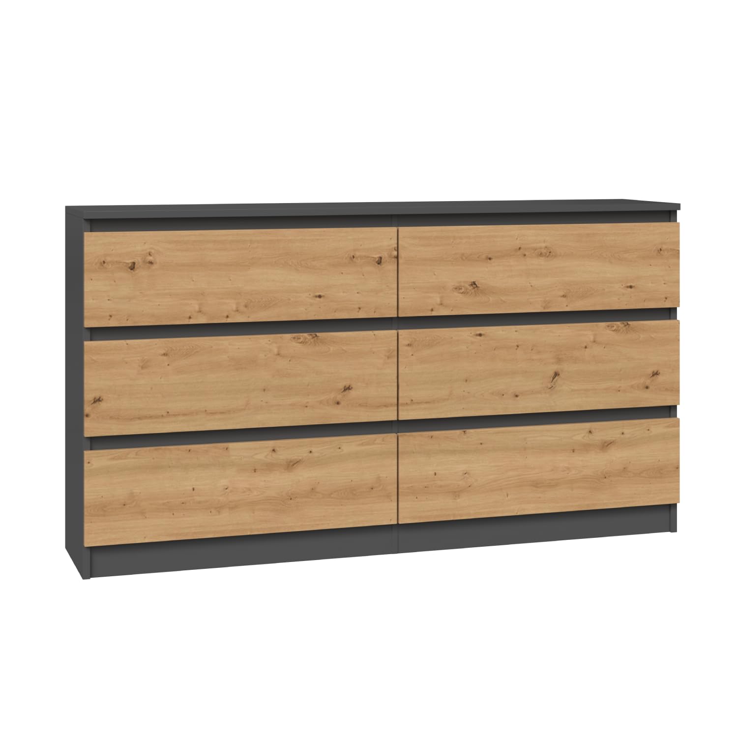 WHATSIZE ENTERPRISE – Moderna Large Chest of Drawers – Contemporary 6 Drawer Wide & Filing Cabinets - Office, Lounge & Bedroom Furniture Storage Cabinet, Anthracite Artisan — image 1