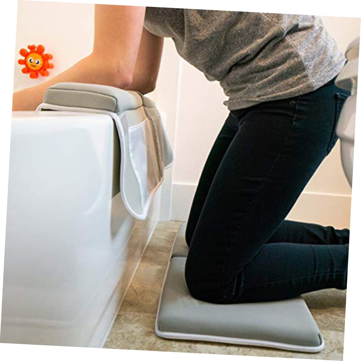 Cabilock Stable Performance Kneeling Mat Non-Slip Bath Shower Mat Storage Bag Grey