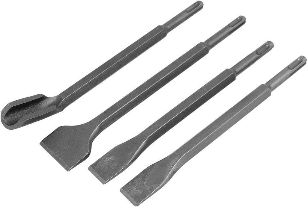 Chrome Steel Special Tool Round Drill Hole U-Shaped, Flat Bit Concrete Chisel Set 4 in 1 Model:45as427qo648