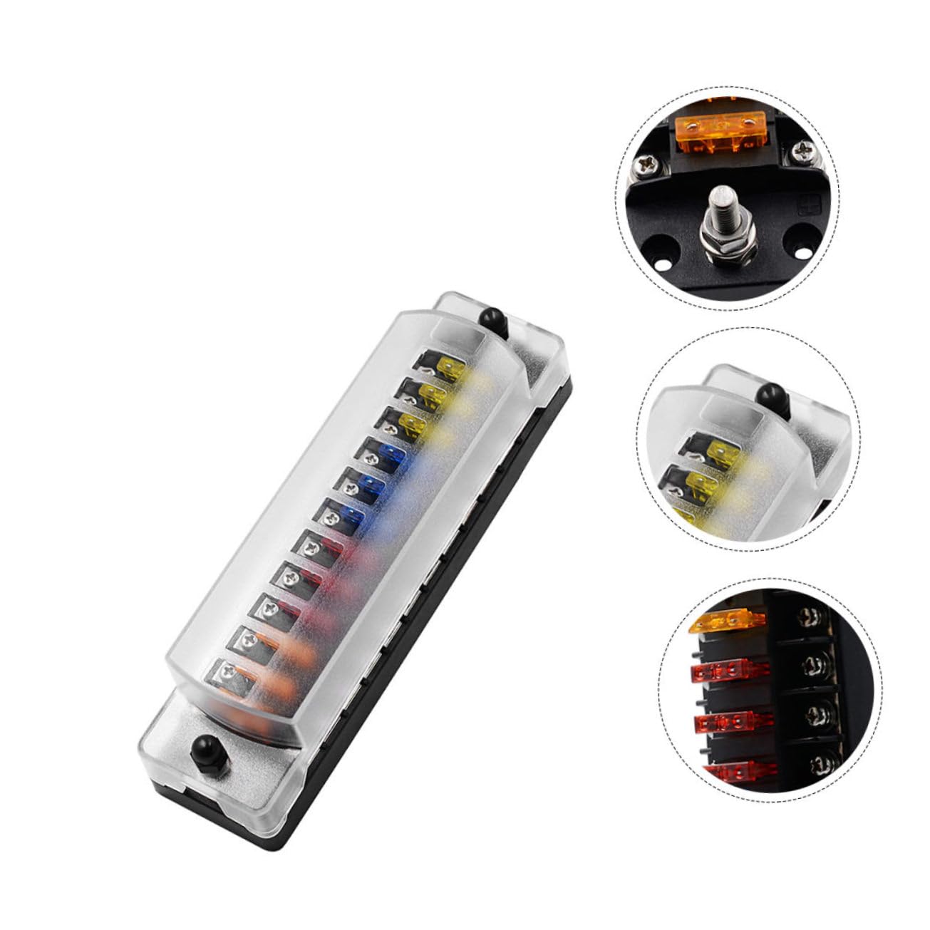 Cabilock 1pezzi Portafusibili Vie con Coperchio di Protezione per Auto Scatola dei Fusibili per Installazione Pannello con Indicatori Luminosi Integrati per Uso Pratico e Durevole