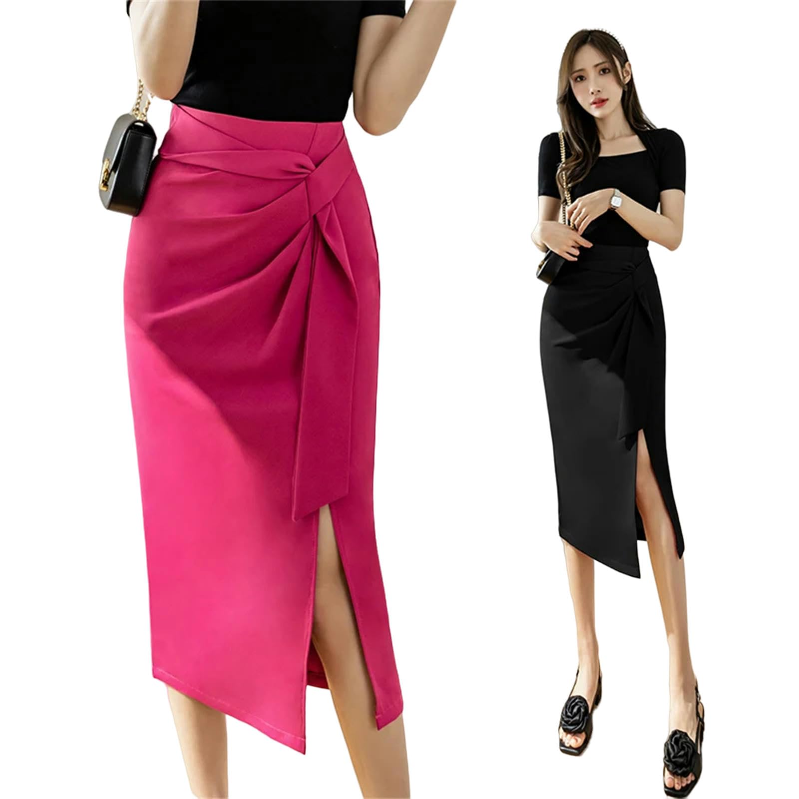 Gonna Lunga Donna Estate Gonna Hip Estate E Autunno Femmina Rosa Rosa Rosa Midi Gonna A Fessura Irregolare Streetwear