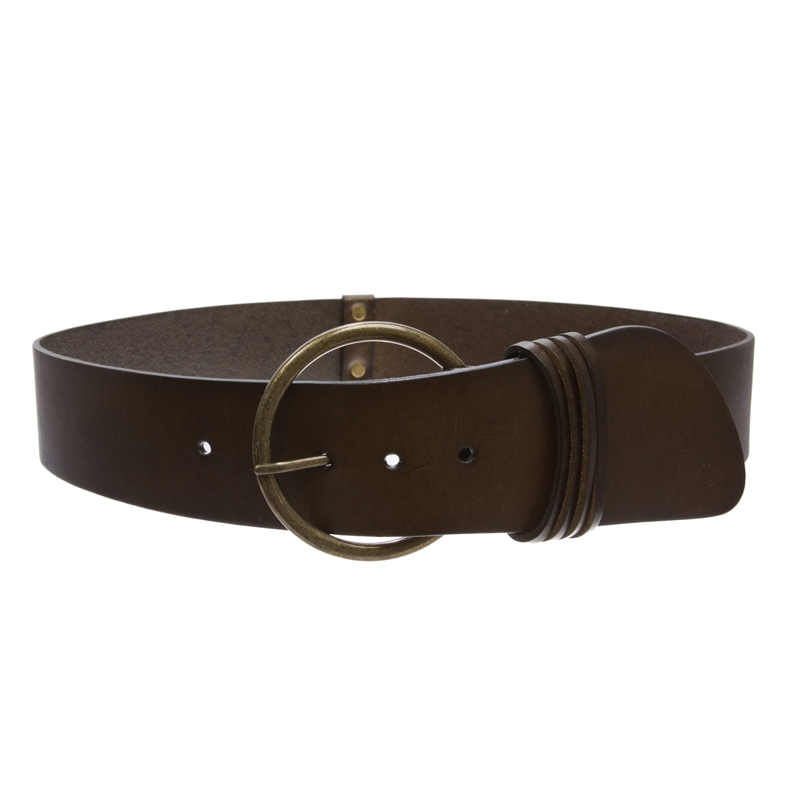 Women's High Waist Round Full Grain Taper Leather Belt, olive/brass | S/M- 32