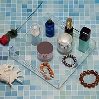 Vista 60 de Bandeja de servir de acrílico blanco brillante con asas resistentes - 10x15 pulgadas - Bandeja para servir café, aperitivos, desayuno, mayordomo