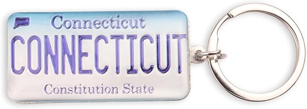 Westmon Works Connecticut Keychain Souvenir Constitution State License Plate Metal Key Ring
