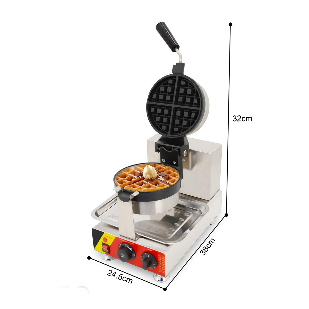 TECHTONGDA Commercial Rotated Belgian Waffle Maker Iron Machine with Rotatable Nonstick Electric Baker 110V 1.5KW