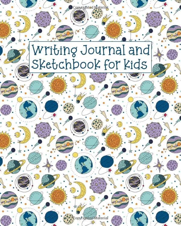 Writing Journal and Sketchbook for Kids: Grades 2-5 Wide Rule Lined Story Writing and Drawing Notebook- Planets and Space Elementary Composition Book- size 8x10 |150 pages