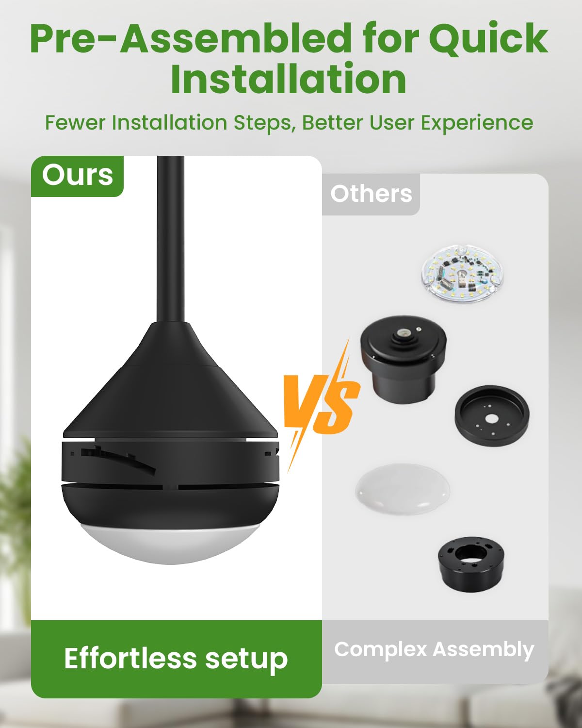 Orthland Ventilatore a Soffitto 106 cm con Luce LED Regolabile e Telecomando, Montaggio Facile, Motore DC Silenzioso, 6 Velocità, Modalità Inversione, Per Camera da Letto, Soggiorno, Cucina, Ufficio