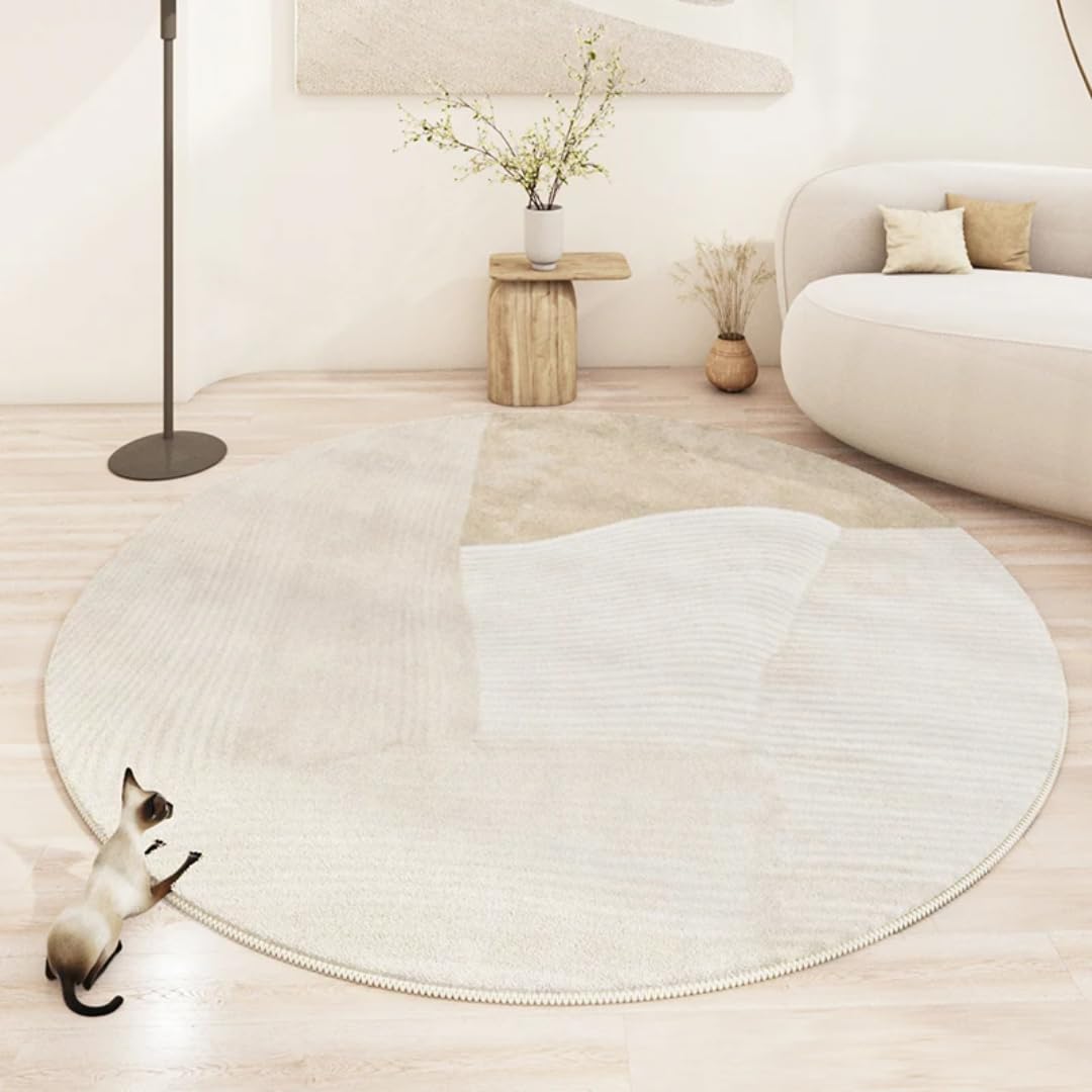 Tapis rond 120x120 cm en peluche moderne et minimaliste pour grand salon et chambre à coucher