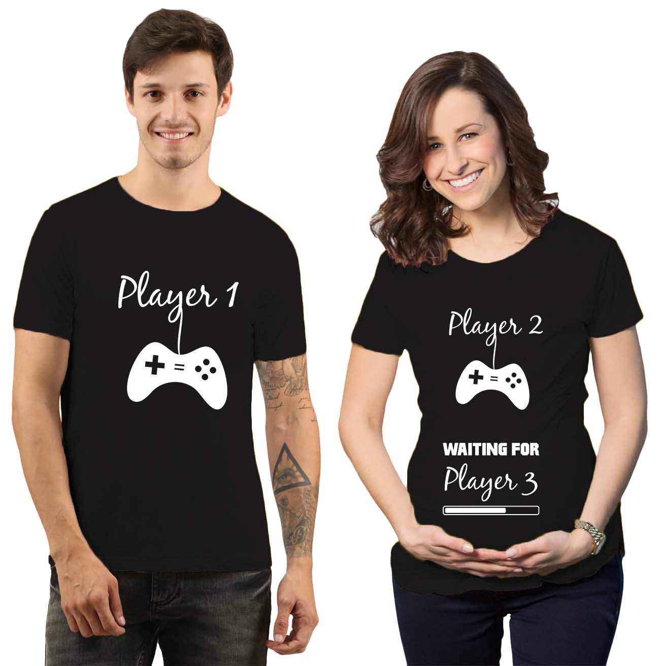 iberry'siberys Cotton Couple Tshirt Matching Maternity Tshirt for Women and Men| Maternity Couple Tshirt for Photoshoot- 02