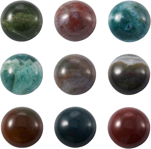 Crafans 50 cabujones redondos de piedras preciosas de 0.472 pulgadas (0.472 in), mitad redondas, de ágata india, cuentas de piedras preciosas de