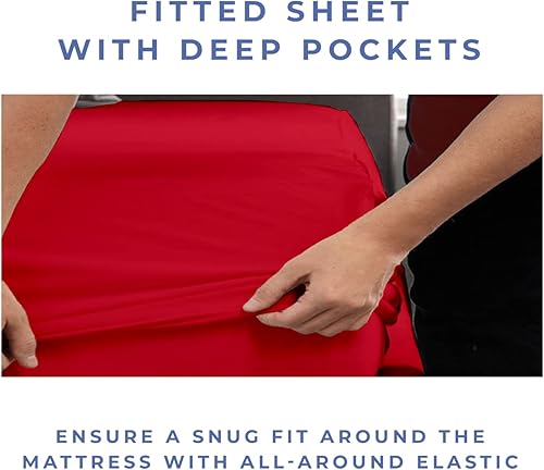 Miniatura 3 de Kotton Culture Juego de cama de 4 piezas, 100% algodón egipcio de 600 hilos, fundas de almohada y sábana bajera con bolsillo extra profundo, ropa de