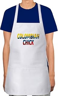 Makoroni - COLOMBIAN CHICK Colombia Colombian Apron Adjustable Kitchen Chef Apron with 2 Pockets Cooking Baking, DesJ80
