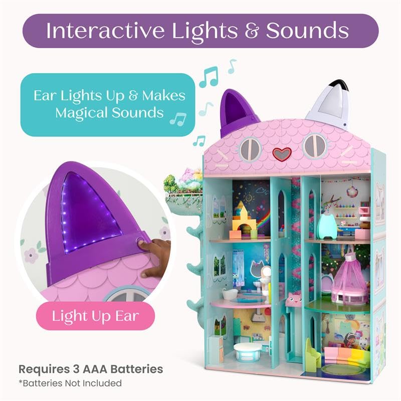 Gabby’s Dollhouse Purrfect Playhouse by Delta Children – Features Sounds & Light Up Ears - Includes 20 Accessories - Fits 8-inch Dolls - Pretend Play Dream Gift for Ages 3