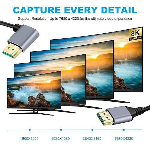 Vista 39 de xiwai Cable HDMI 2.1 HDTV tipo A macho a macho 8K 4K Hyper Super Flexible Ultra Delgado Cable de Alta Velocidad para Computadora HDTV 0.5M