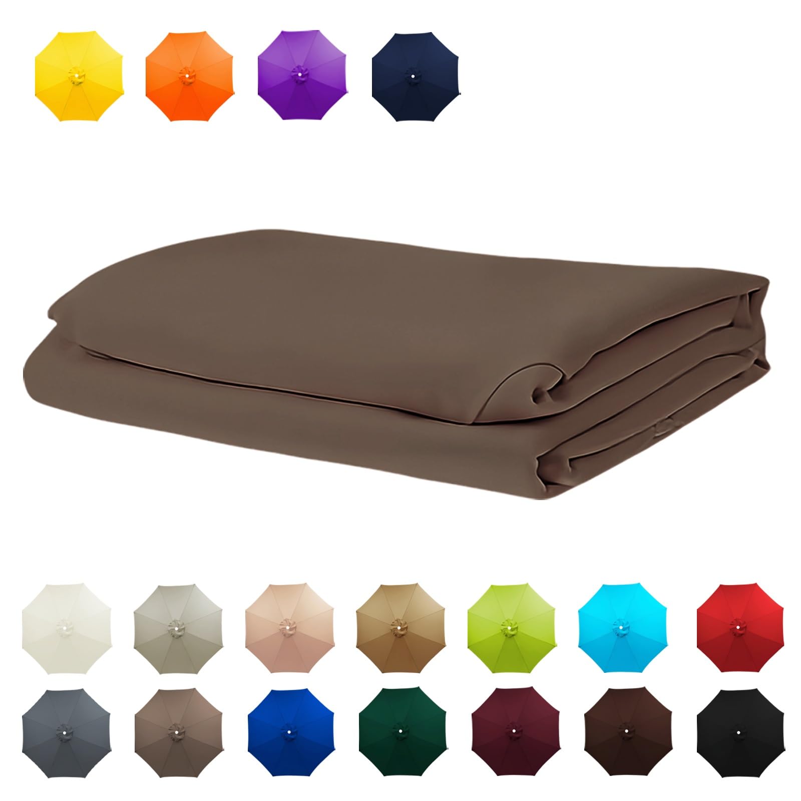 Replacement Umbrella Canopy, 6 Arms/8 Arms replacement parasol cover, Replacement Strong & Thick Umbrella Canopy, Market Umbrella Top, Outdoor Table Umbrella Cover Standby(Dark top,9FT/2.70M-8Ribs)