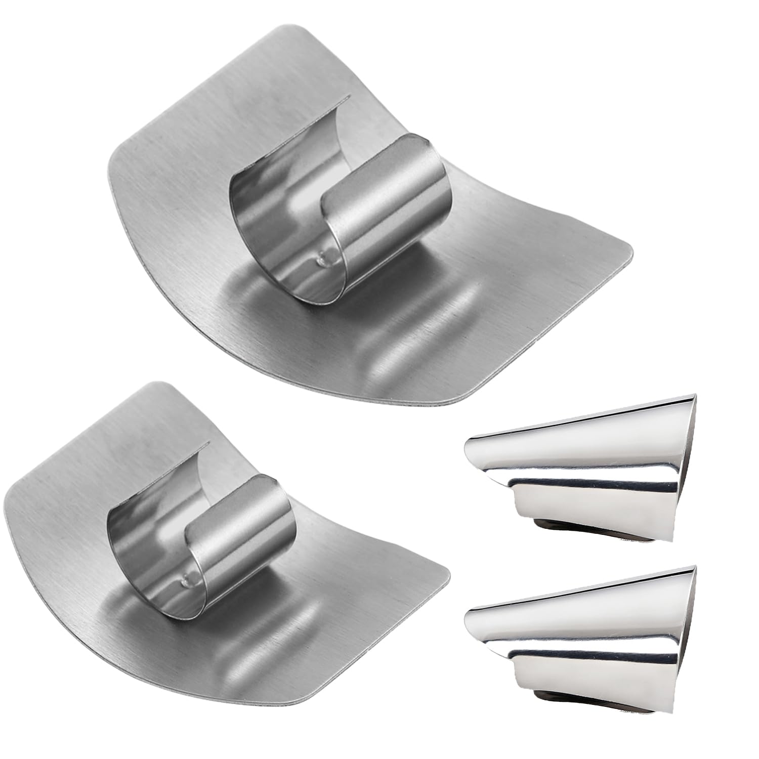 Lot de 4 Protege Doigt Cuisine, Protège-Doigts en Acier Inoxydable pour Couper Protection - Support Réglable - Protection des Doigts - Outil de Cuisine