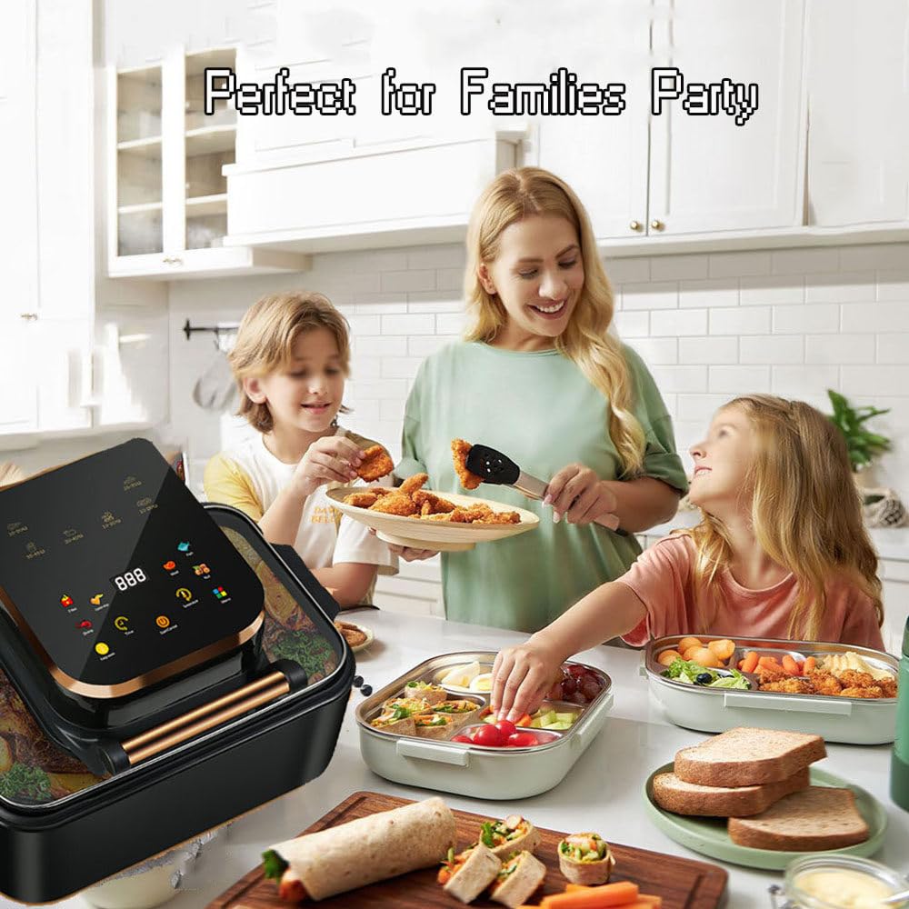 Frytkownica Powietrzna, 12l Visual Air Fryer, 1700w Smart Oven Z Cyfrowym Ekranem Dotykowym, Frytkownica BeztłUszczowa, Regulowany Czas I Temperatura,White