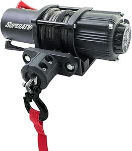 SuperATV Black Ops 3500 LB Winch Kit For UTV/ATV | Waterproof Seals And Solenoid | 12 Volt Winch | 1.2 HP Motor | 166:1 Gear Ratio
