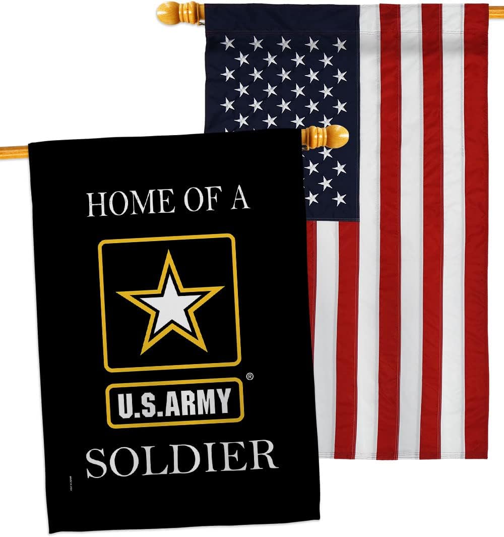 US Army Army Soldier House Flag Pack Armed Forces Rangers United State American Military Veteran Retire Official Embroidery Decoration Banner Small Garden Yard Lawn Proch, 28 x 40 inch, Made in USA